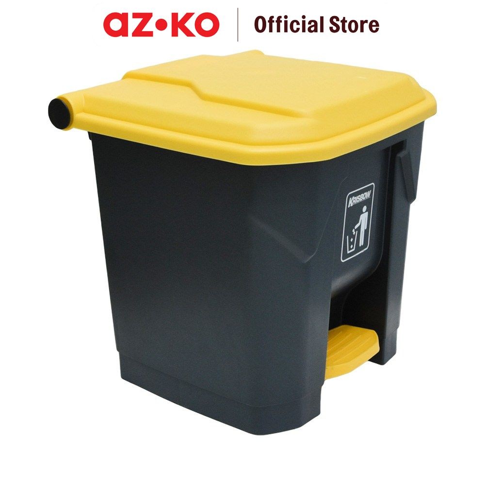 AZKO Krisbow 30 ltr Tempat Sampah Outdoor Pedal - Abu-Abu Tong Sampah Pedal Wadah Pembuangan Alat Ke