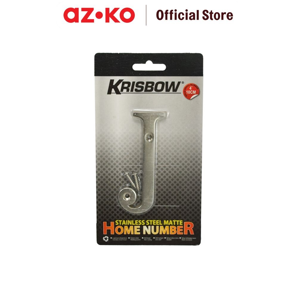 AZKO Krisbow Huruf Rumah J Stainless Steel 10 cm Huruf Penanda Rumah Hiasan Alphabet Pager Rumah Dek