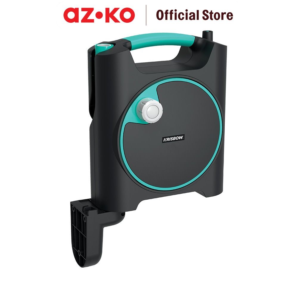 AZKO Krisbow 10 mtr Set Selang Taman Wall Mount 5/16 inci Dy Water Hose Hose Reel Peralatan Rumah Al