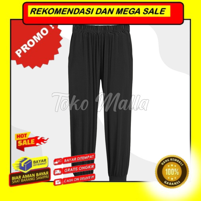 Rekomendasi Celana Panjang Aladin Dalaman Inner Pants Gamis Celamis Wanita Polos - Hitam, STANDART T