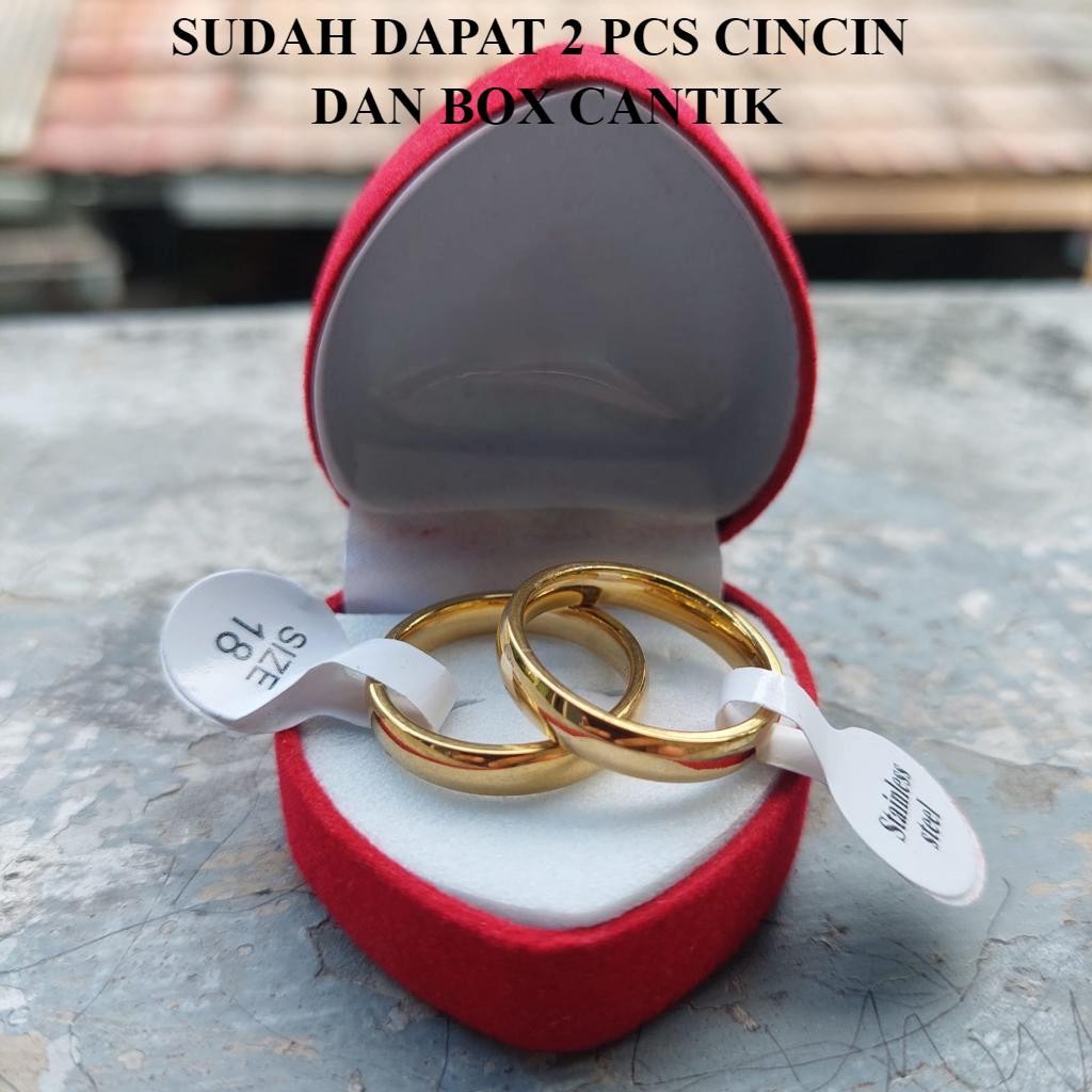 GiStore09 Cincin Couple Titanium Cincin Tunangan Motif Emas Polos Anti Karat