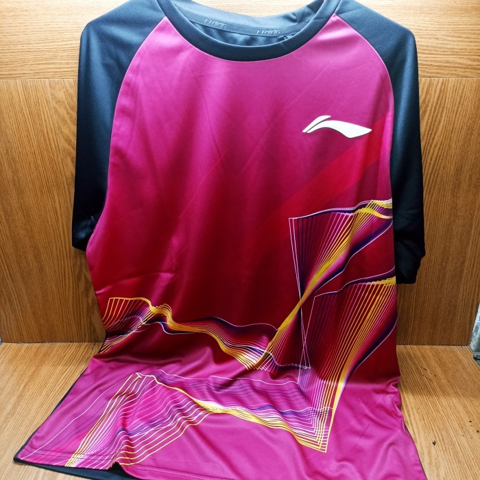 Kaos Badminton LINING ATSN479 (LIME), ATSM477 (ORANGE) , ATSN499 (BLACK) 100% ORIGINAL - 499-BLACK-X