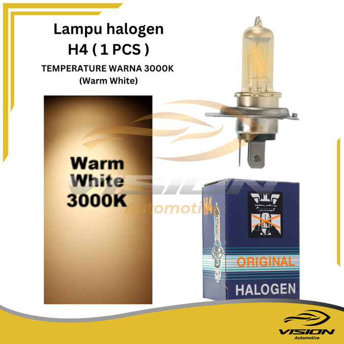 Lampu H4 Mobil Headlamp Xenon H4 Warm White 100/90W 1 PCS