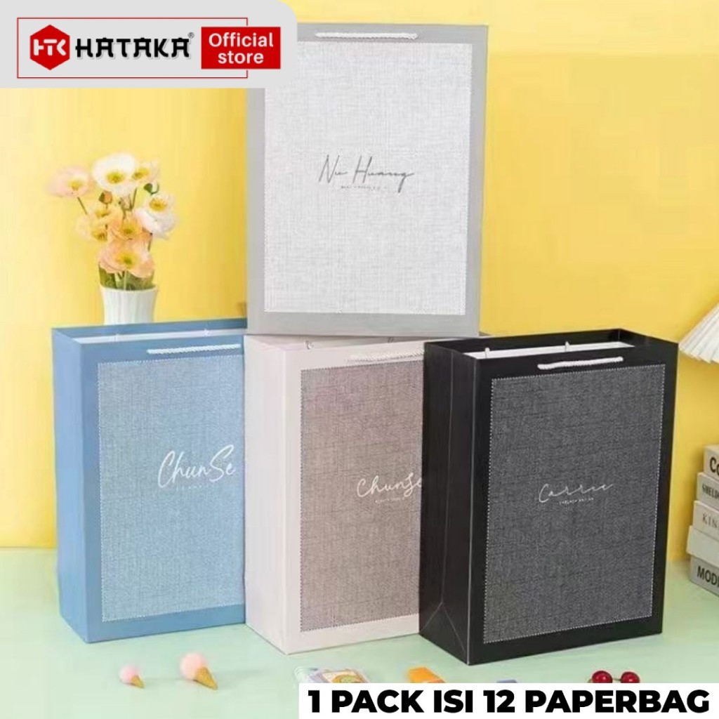 

[2111 12 PCS] HATAKA PAPERBAG MOTIF UKURAN 38X29X12.5 TAS KADO ULANG TAHUN GOODIE BAG MOTIF