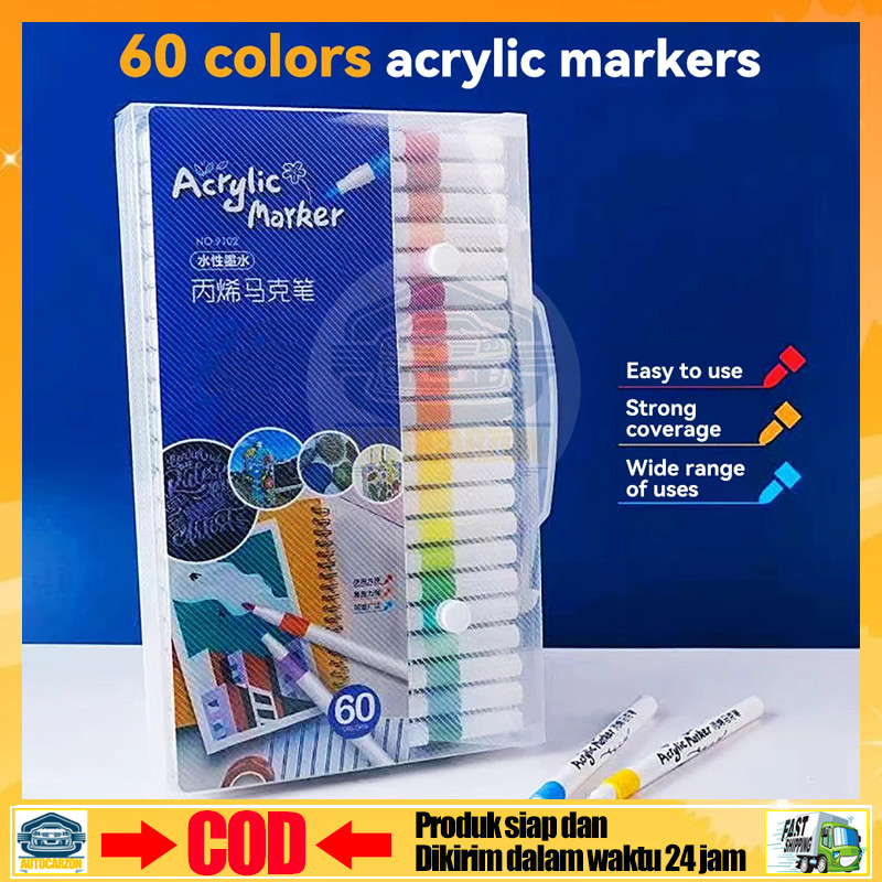 

✦Ready ya,cod✦ 60 Warna Hightune Acrylic Marker Set Spidol Akrilik DIY Painting Spidol Pastel Pulpen Highlight Drawing Warna