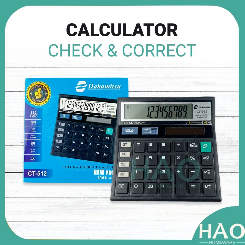 

Hakamitsu Kalkulator CT-512 12 Digit / Calculator Check & Correct Dual 2 Power