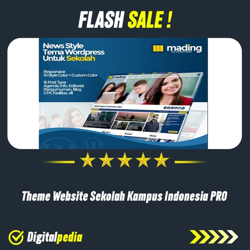 Theme Website Sekolah Kampus Indonesia PRO Responsive WordPress Template Terbaru Tema