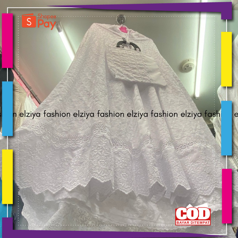 [PREMIUM ORIGINAL] Mukena Jumbo Dewasa Katun Paris Ori Full Bordir Sutra Timbul | Mukena Putih | muk