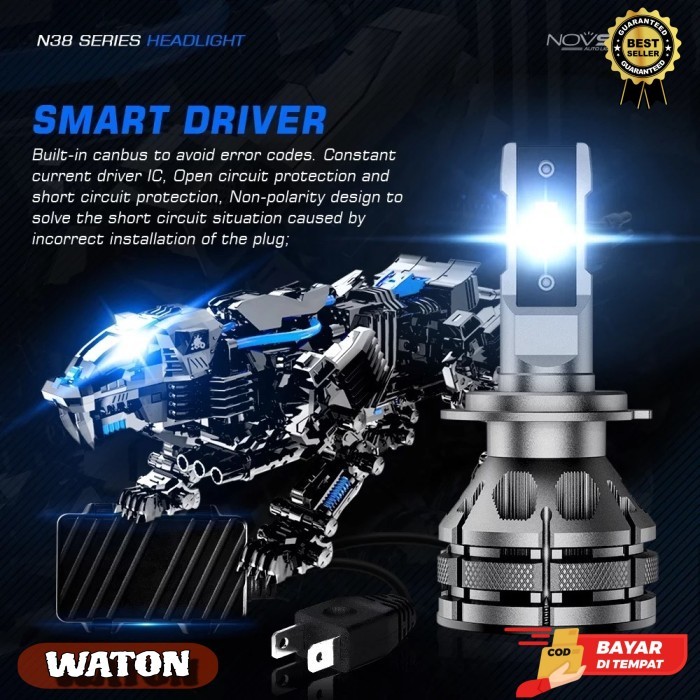 (AD) LAMPU LED MOBIL NOVSIGHT N38 HEADLIGHT DAN FOGLIGHT MOBIL - PUTIH 6500K, HB3 9005