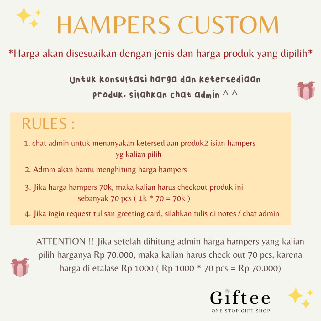 

( Jgn checkout / pesan sebelum chat admin ) HAMPERS CUSTOM CEWEK COWOK PACAR TEMAN HIJAB KADO HADIAH ULTAH ULANG TAHUN BIRTHDAY WANITA PRIA CEWE COWO GIFT WISUDA GRADUATION PERNIKAHAN WEDDING ANNIVERSARY VALENTINE HARI KASIH SAYANG MURAH BY GIFTEE ID