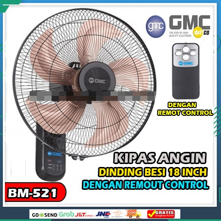 Wallfan Wall Fan GMC 521 Remot 18in 18inch 18 inch Baling Besi Kipas Angin Dinding Gantung Remot / K