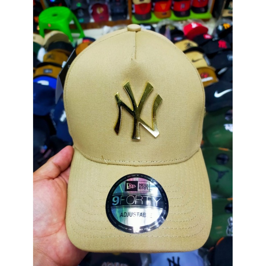 Topi Baseball Import Premium Original Logo Besi NY / Topi Distro - Krem Gold, Dus Polos LA