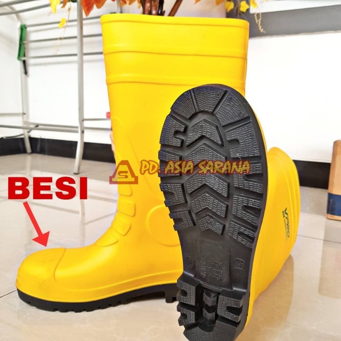 Sepatu Karet Safety Boots VPRO Besi / Sepatu Proyek Premium Anti Air