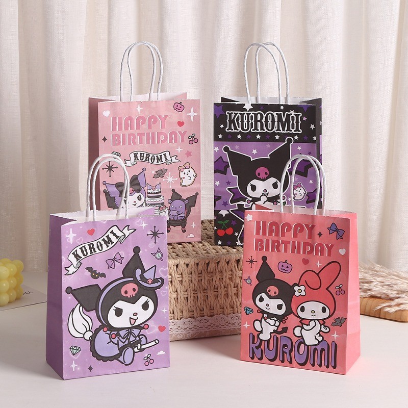 

Kuromi Party Decoration Supplies Vellum Gift Bag Portable Paper Box for Cake Candy Cookies Baby Shower Party Favors Girls Toys