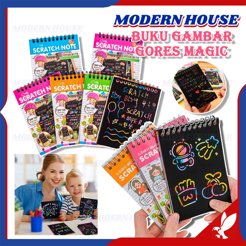 

Pocket Scratch Painting Book /Black Cardboard Mini / Buku Magic Warna /Scratch Note Magic Book /Buku Gambar Gores Magic