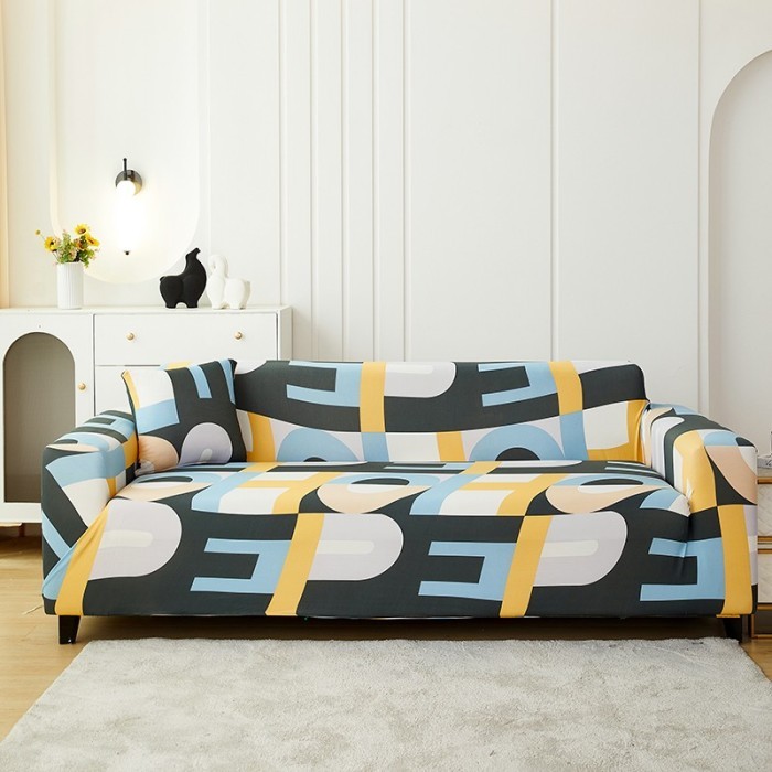Elastic Sofa Cover Pattern Sarung Penutup Sofa Elastis Stretch Corak - Alphabet, 1 Seater