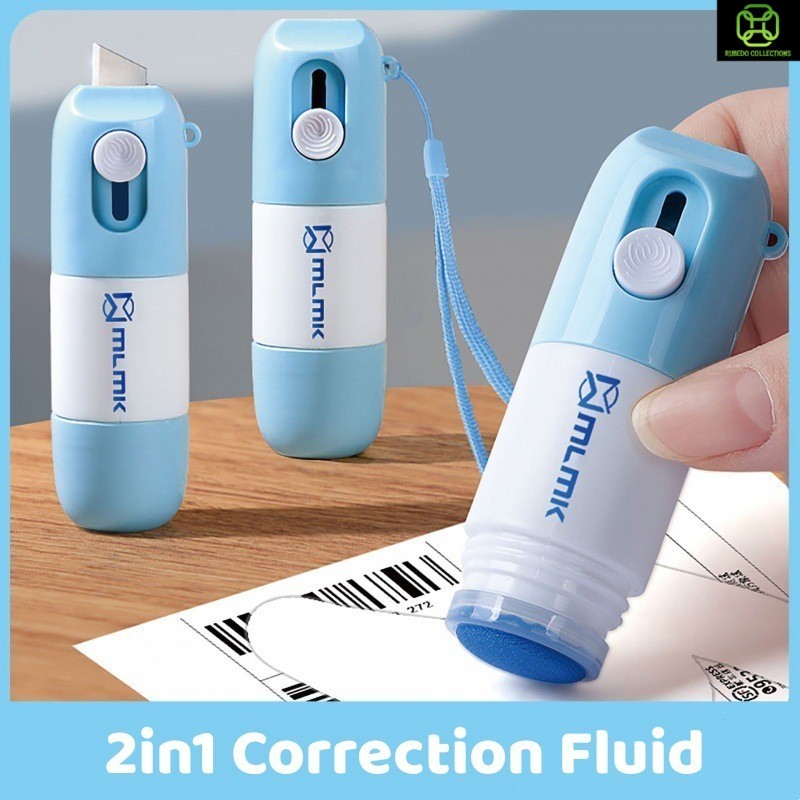 

Penghapus resi 2 in 1 Cutter pembuka paket Penghilang informasi resi mini Box package opener roller stamp lucu Cairan koreksi kertas termal kartun motif kucing Refill