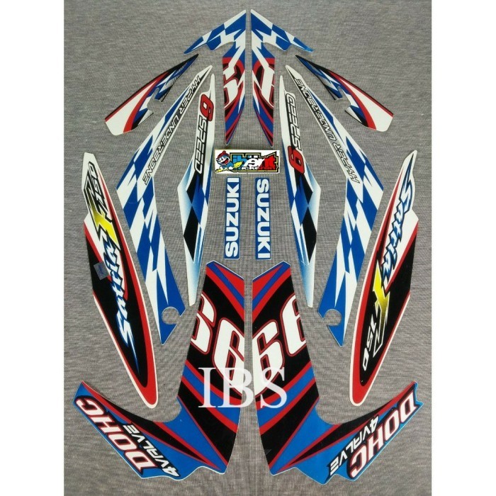 STRIPING SATRIA FU 2012 BIRU PUTIH F LIS ORI POLET Stiker STIKER