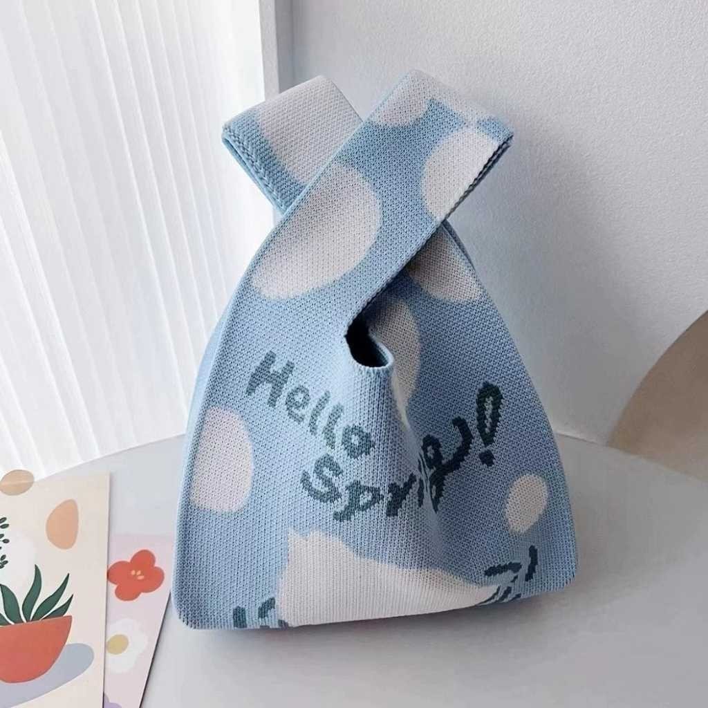 Tas Wanita Bahan rajut Motif karakter Lucu unik kece Tote Bag Wanita import Karakter premium