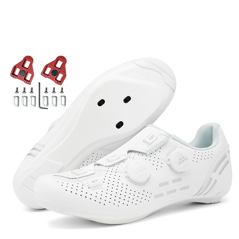 Road Cycling Shoes Flats Cleats Shoes White Speed Cycling Sneaker Man Bike Shoes Women Self-Locking 