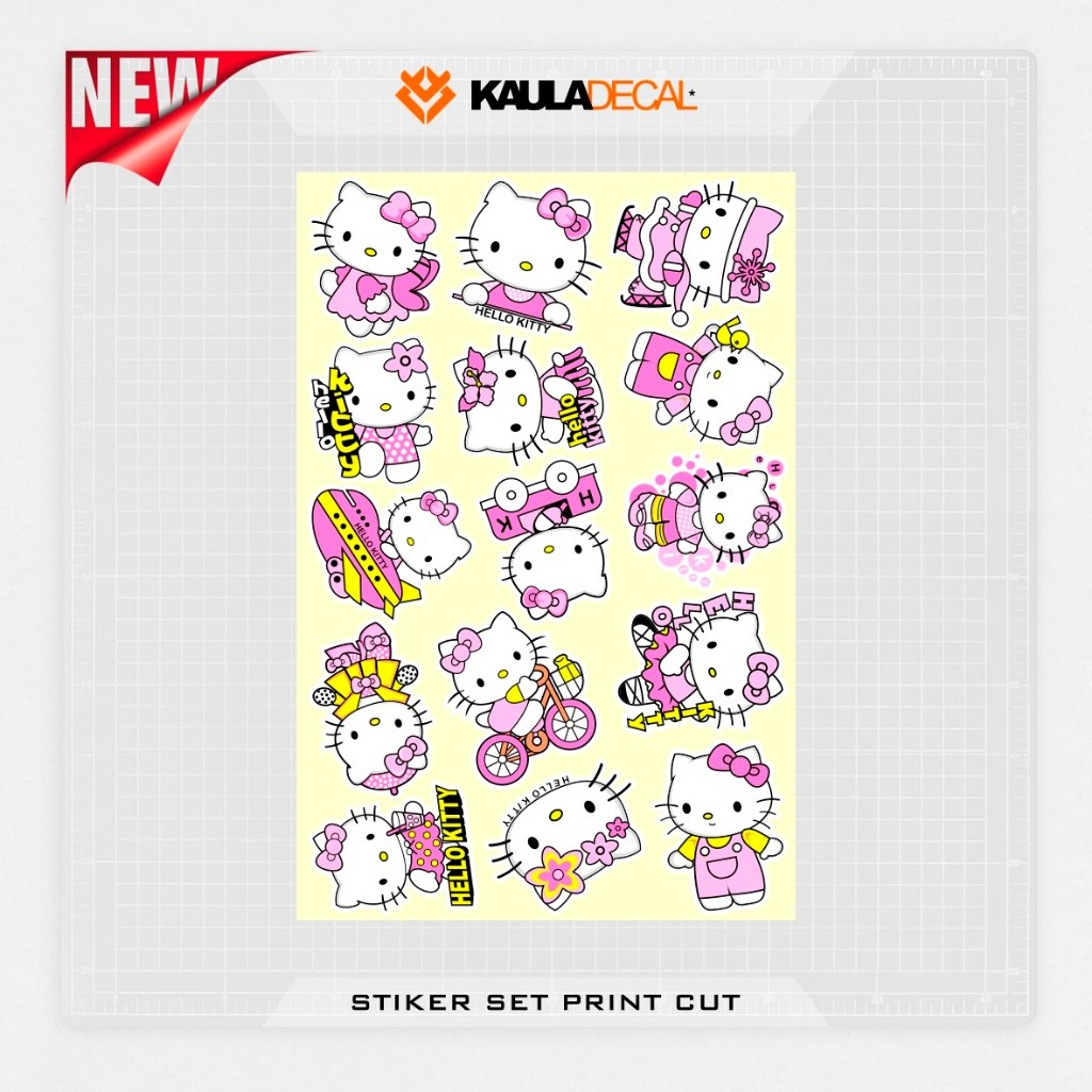 

STICKER PACK VINYL / MOTIF HELLO KITTY / STIKER SET / HP LAPTOP / HELM / BRAND / INTIP / WATERFROOF