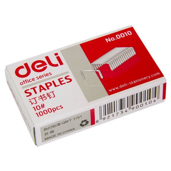 

REFILL ISI STAPLES NO.10 DELI REFILL ISI ULANG STAPLER STAPLES NO 10 KECIL 1000 PCS KUALITAS BAGUS