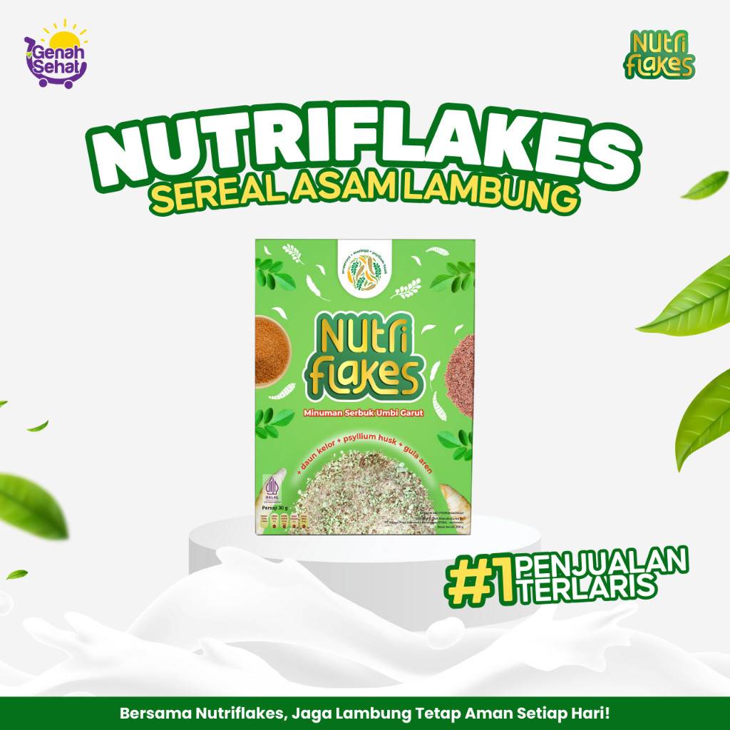 

Nutriflakes Sereal Umbi Garut Solusi Aman Atasi Asam Lambung (1 Box)