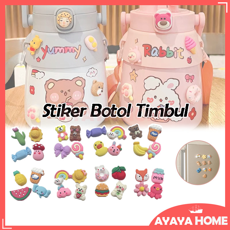 

Stiker Botol 3D/Stiker Botol Timbul Isi 4 Pcs/Timbul Botol Resin Clay