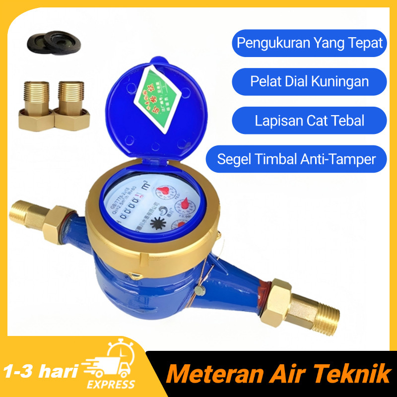 Meteran Air PDAM SNI 1/2" Body Besi Water Meter Ledeng PDAM 0.5 Inch Meteran PDAM Flow Meter