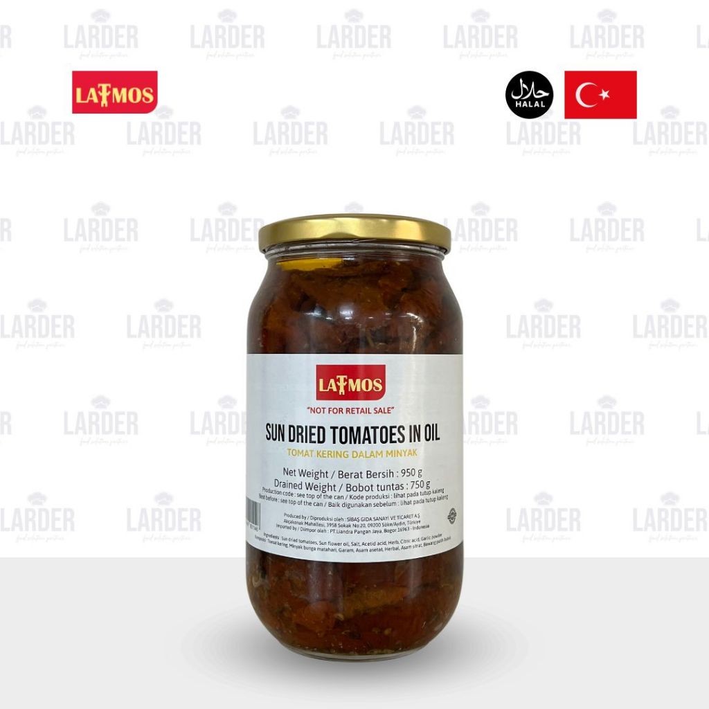 

Latmos Sundried Tomatoes in Oil 950 gram | Tomat Kering dalam Minyak 100% Natural
