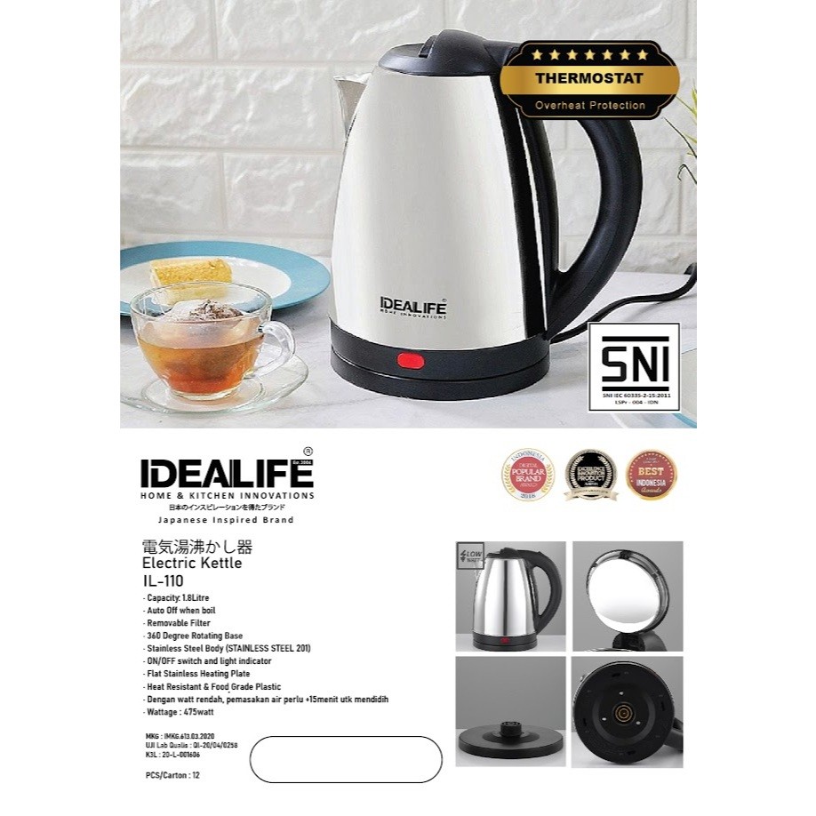 IDEALIFE Teko Listrik 1,8L / Teko Listrik
