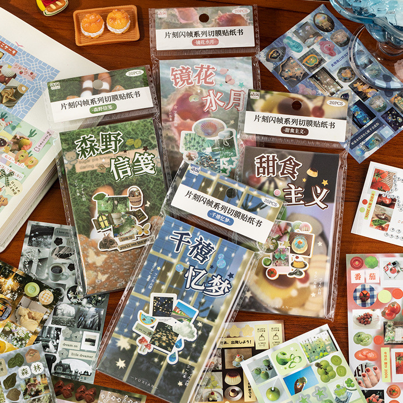 

20 Pages Ins Retro Cute Material Y2K Decorative Stickers Book Scrapbooking Phone Case DIY Journal Collage Material Sticker Gift
