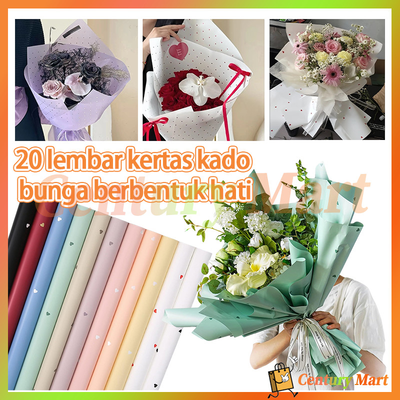 

CM 20pcs Wrapping Paper Kertas Buket LOVE Polkalove Cellophane / Kertas Kado Ecer 58*58cmm/kertas buket pembungkus kado