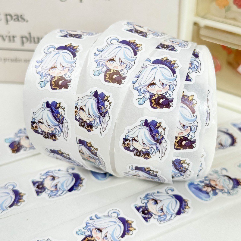 

Genshin Impact 500Pcs/Set Game Cartoon Cute Focalors Furina Sticker Circle Kids Toy Gift Kawaii Stickers