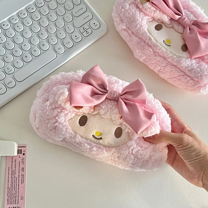 

Cartoon Sanrio Melody Fashionable Latest Pink Plush High Aesthetic Girl'S Heart-Shaped Pencil Case With Large Capacity