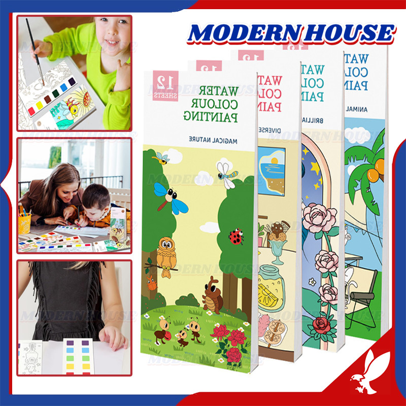 

1 Set Paket Lukis / Paket Melukis anak / Buku Mewarnai Cat Air Anak-anak / Buku Belajar Mewarnai