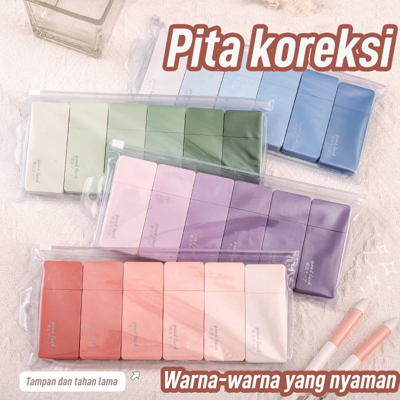 

6PCS Correction Tape / Pita Koreksi Warna Pastel Tidak Mudah Terputus / Warna Gradasi Kapasitas Besar Pita Koreksi