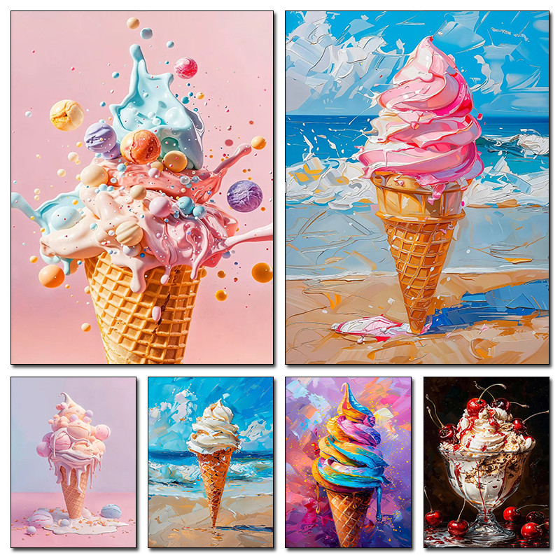 

Cherry Dessert Orange Cocktail Ice Cream Lemon Tree Canvas Paintings And Prints Wall Art HD Pictures For Kitchen Wall Home Decor