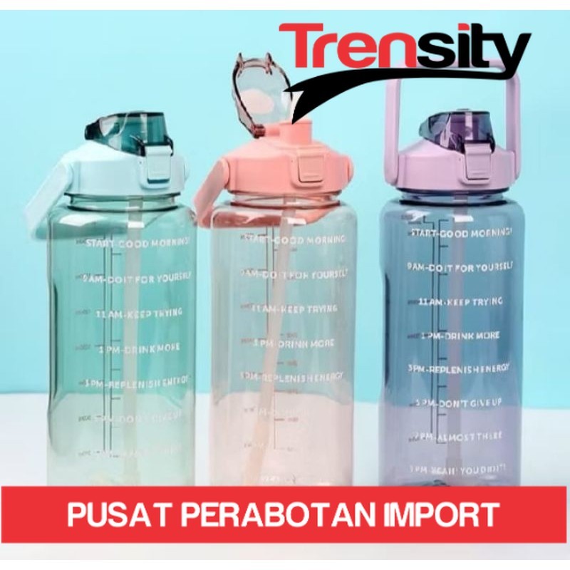 Botol Minum Plastik 2Liter Bening Free Stiker Lucu *TRENSITY*