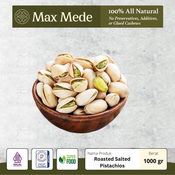 

Max Mede - Kacang Pistachio Fustuk Premium Roasted 1KG - Kacang Arab Pistacio Matang Panggang 1000g terlaris