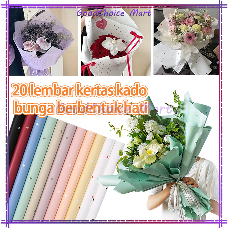 

[ 20 Lembar ] Cellophane Flower Motif Love/Love Mini Cellophane Florist