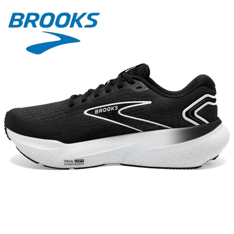 BROOKS BR21 Sepatu Olahraga Jaring Bernapas Pria Hitam dan Putih Penyerap Guncangan dan Tahan Aus Se