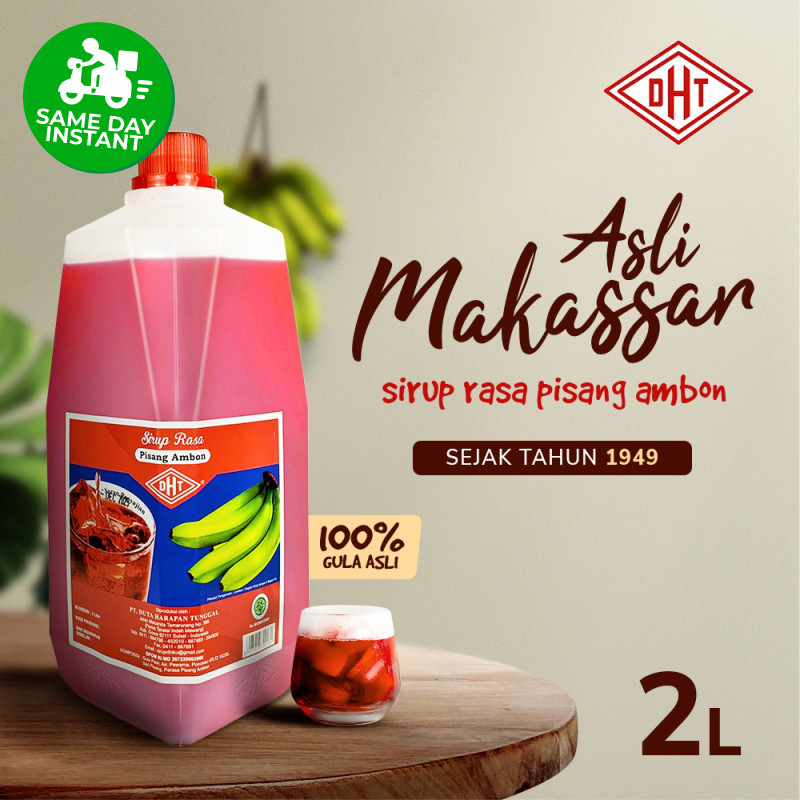 

[KHUSUS INSTANT SAMEDAY] DHT Sirup Rasa Pisang Ambon 2Liter Sirup Merah Asli Makassar