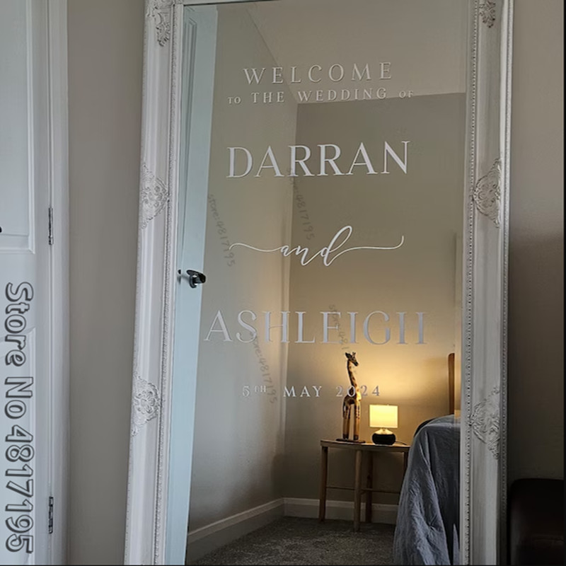

Welcome To Wedding Of Mirror Vinyl Sticker Personalised Vinyl Decal French Date Of Name Nikkah Sign Welcome Engagement Sign