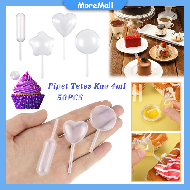 50Pcs Pipet Vla Puding Kue Plastik Tetes Infuser/Pipet Plastik