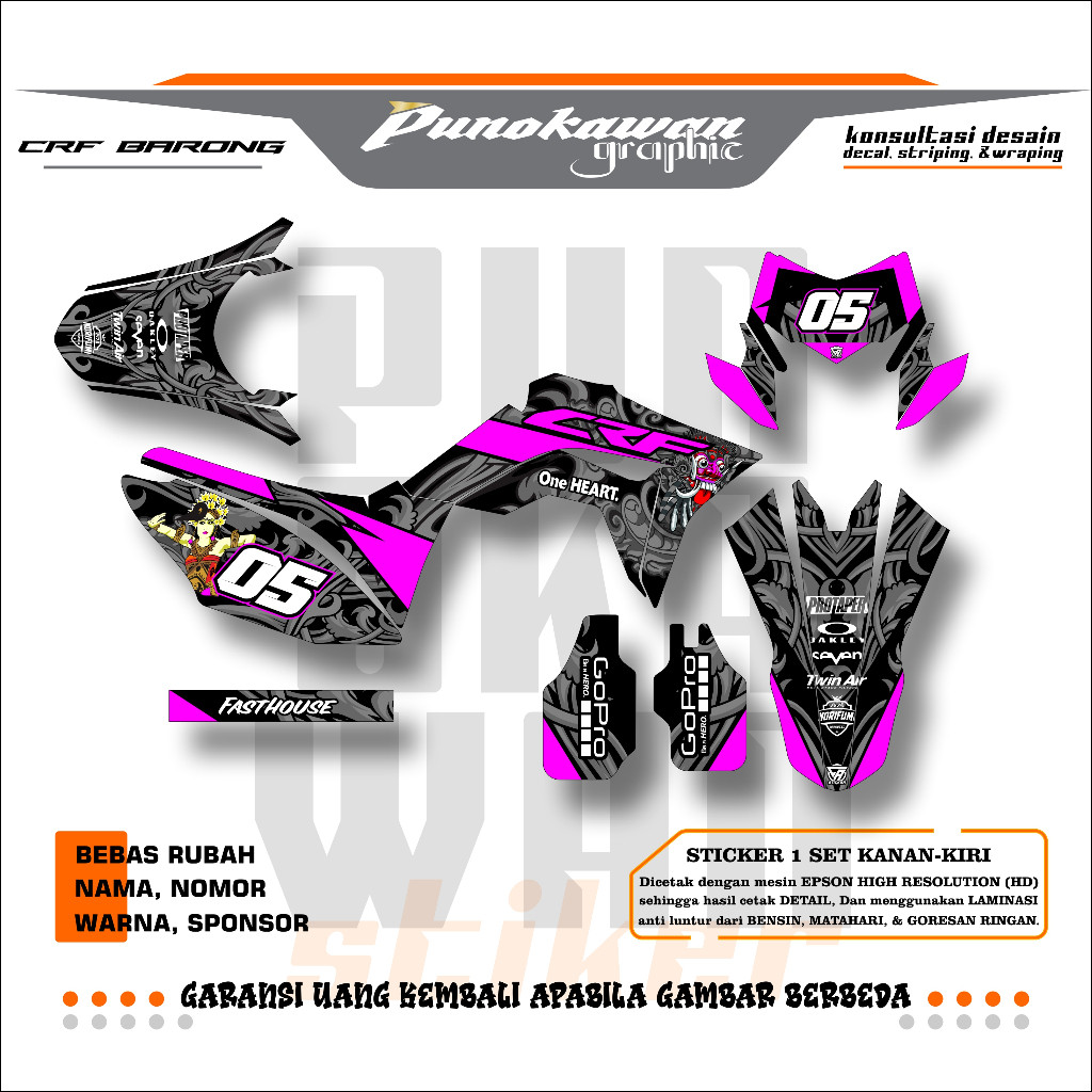 Custom Stiker CRF Barong Premium - Tahan Lama & Cetakan Detail Terbaik