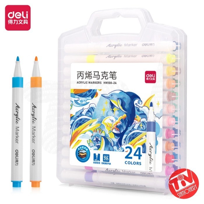 

[New Arrival] Spidol Deli Permanent Acrylic Marker Set 24 Colors