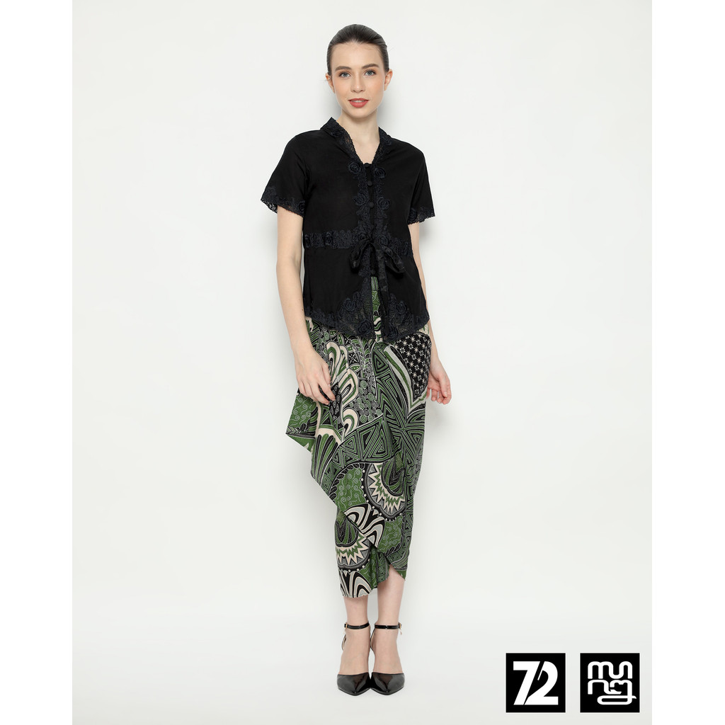 ROK BATIK SPAN Jena Skirt Lilit Kebaya Instan Modern Wanita Motif Eustas Warna Hijau 725131 Cap 72 -