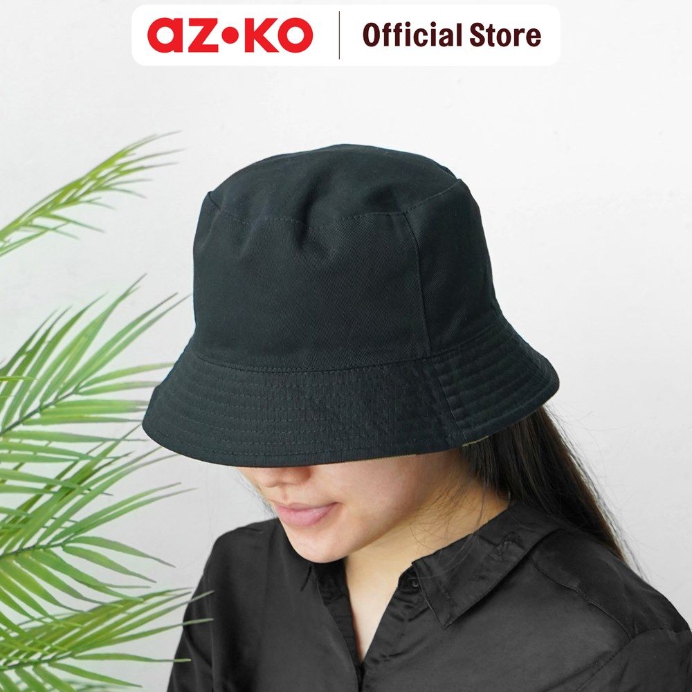 AZKO Ataru Topi Bucket Reversible - Navy/Hitam Aksesoris Kepala Bucket Hat Bolak Balik Topi Stylish 