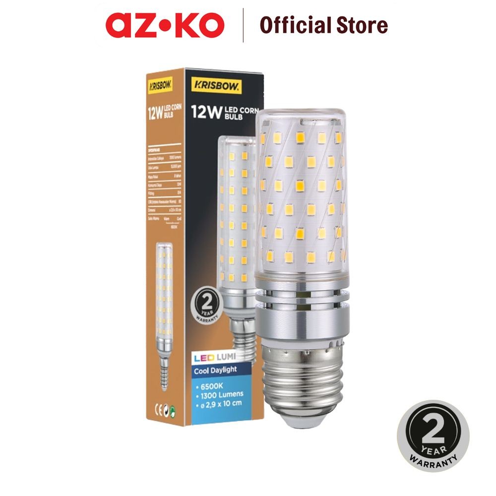 AZKO Krisbow Bohlam Led 12 watt Cool Daylight E14 - Putih Bulb Lampu Cahaya Putih Indoor Outdoor Lig